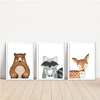 KIT 3 QUADROS ANIMAIS DO BOSQUE 1