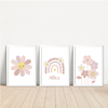 KIT 3 QUADROS MARGARIDAS BLUSH BOHO