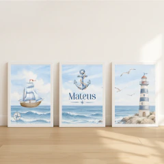 KIT 3 QUADROS MARINHEIRO MATEUS