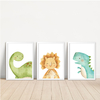 KIT 3 QUADROS DINOSSAUROS AQUARELA