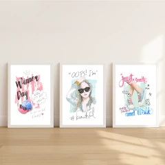 KIT 3 QUADROS GAROTA BONITA