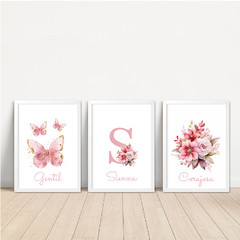 KIT 3 QUADROS FLORAL SIENNA - comprar online