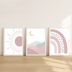 KIT 3 QUADROS BOHO ROSE - comprar online