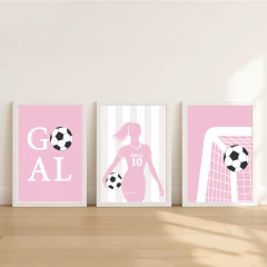 KIT 3 QUADROS FUTEBOL FEMININO 2 - La Artes Quadros e Decor