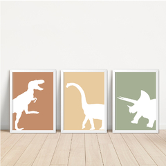 Imagem do KIT 3 QUADROS DINOSSAUROS SILHUETA