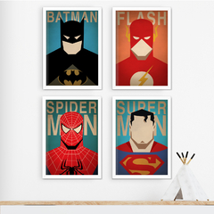 KIT 4 QUADROS HERÓIS