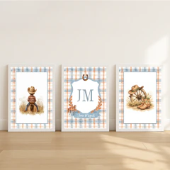 KIT 3 QUADROS MENINO COUNTRY AZUL - comprar online