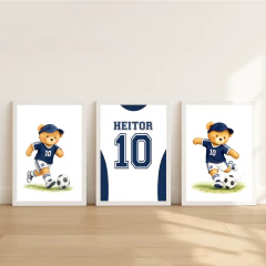 KIT 3 QUADROS URSO FUTEBOL - comprar online