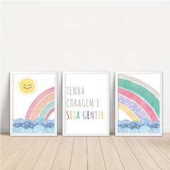 KIT 3 QUADROS ARCO ÍRIS TENHA CORAGEM - comprar online