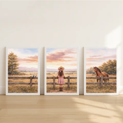 KIT 3 QUADROS MENINA COWGIRL - loja online