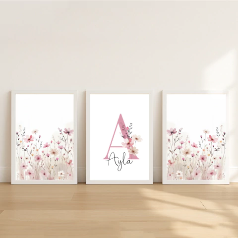 KIT 3 QUADROS FLORES SILVESTRES AYLA - comprar online