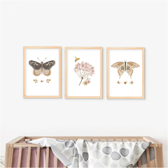 KIT 3 QUADROS BOHO BORBOLETAS 2