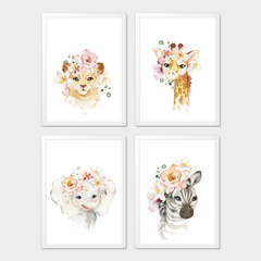 KIT 4 QUADROS SAFARI MENINA - comprar online