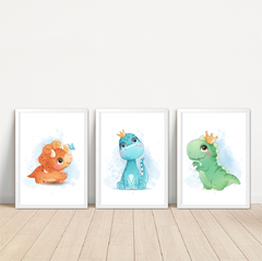 KIT 3 QUADROS DINOSSAUROS BABY