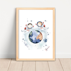 KIT 3 QUADROS ASTRONAUTA AQUARELA - comprar online