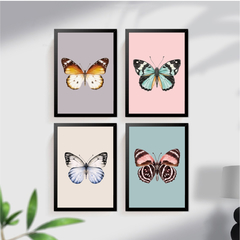 KIT 3 QUADROS VINTAGE BORBOLETAS