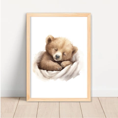 KIT 3 QUADROS URSO AQUARELA MARROM - comprar online