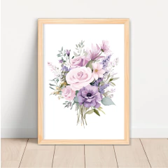 KIT 3 QUADROS FLORAL LILÁS HELENA - La Artes Quadros e Decor