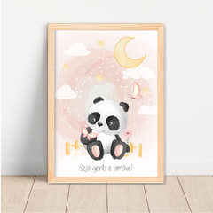 KIT 3 QUADROS PANDA AQUARELA MENINA na internet
