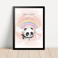 KIT 3 QUADROS PANDA AQUARELA MENINA - La Artes Quadros e Decor