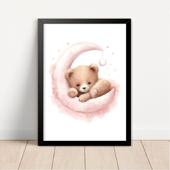 KIT 3 QUADROS URSA NA LUA - com nome - La Artes Quadros e Decor