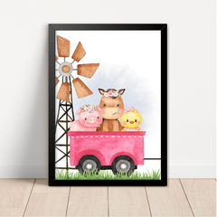 KIT 3 QUADROS FAZENDINHA MENINA - La Artes Quadros e Decor