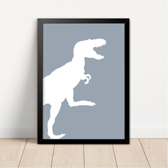 KIT 3 QUADROS DINOSSAUROS SILHUETA AZUL - La Artes Quadros e Decor