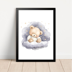 KIT 3 QUADROS URSO AQUARELA CINZA - La Artes Quadros e Decor