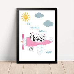 KIT 3 QUADROS PANDA ROSA - La Artes Quadros e Decor