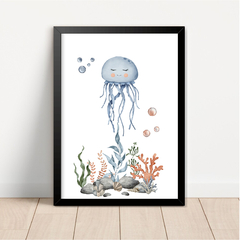 KIT 3 QUADROS FUNDO DO MAR 2 - La Artes Quadros e Decor