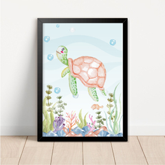 KIT 3 QUADROS FUNDO DO MAR AQUARELA - loja online