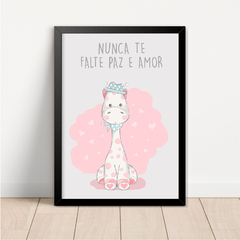 KIT 3 QUADROS GIRAFA ROSA - loja online