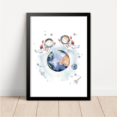 KIT 3 QUADROS ASTRONAUTA IRMÃOS menina/menino - loja online
