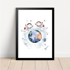 KIT 3 QUADROS ASTRONAUTA IRMÃOS menino/menino - loja online