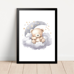 Imagem do KIT 3 QUADROS URSO AQUARELA CINZA