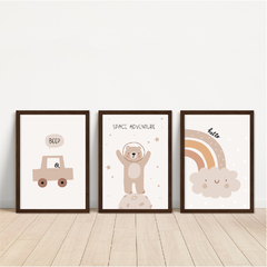 KIT 3 QUADROS BOHO URSO
