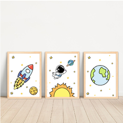 KIT 3 QUADROS ASTRONAUTA NAS ESTRELAS na internet