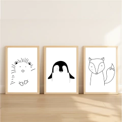 KIT 3 QUADROS PORQUINHO PINGUIM E RAPOSA na internet