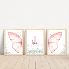 KIT 3 QUADROS BORBOLETA ISIS - La Artes Quadros e Decor