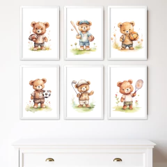 KIT 6 QUADROS URSOS ESPORTIVOS na internet