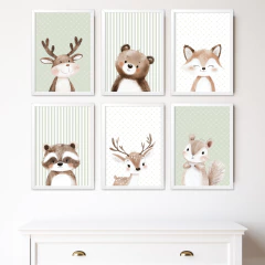 KIT 6 QUADROS ANIMAIS FOFOS DA FLORESTA na internet