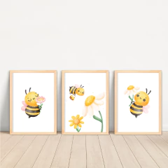 KIT 3 QUADROS ABELHA AQUARELA - La Artes Quadros e Decor