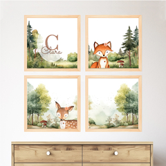 KIT 4 QUADROS ANIMAIS DO BOSQUE na internet