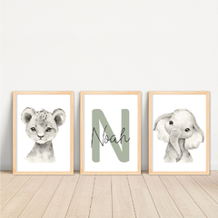 KIT 3 QUADROS SAFARI NOAH - La Artes Quadros e Decor