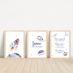KIT 3 QUADROS ASTRONAUTA AQUARELA COM NOME na internet