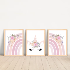 KIT 3 QUADROS UNICÓRNIO ARCO - La Artes Quadros e Decor