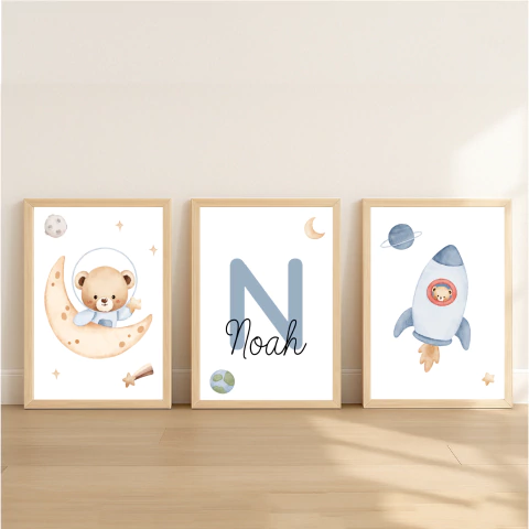 KIT 3 QUADROS URSO ASTRONAUTA - comprar online