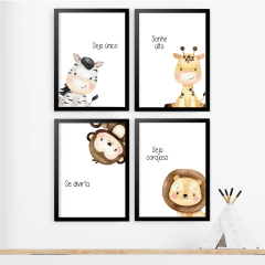 KIT 4 QUADROS SAFARI BABY - loja online