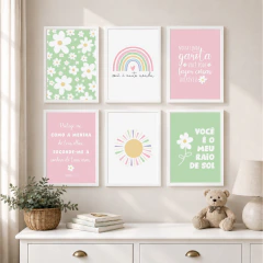 KIT 6 QUADROS JARDIM BOHO ARCO ÍRIS - comprar online