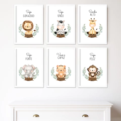 KIT 6 QUADROS SAFARI BABY AQUARELA - comprar online